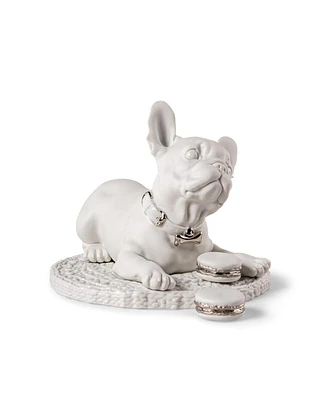 Lladro French Bulldog with Macarons Sculpture. Re-Deco