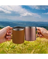 12 oz Insulated Coffee Mug with Lid - Stainless Steel Camping Tumbler Handle