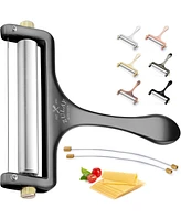 Zulay Kitchen Stainless Steel Wire Cheese Slicer - Adjustable Hand Held Cutter with 2 Extra Wires