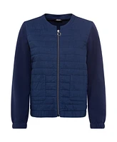 Olsen Women's Mixed Media Zip Front Jacket