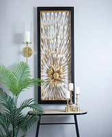 Rosemary Lane Gold Metal Sunburst Coiled Ribbon Wall Decor with Black Frame, 24" x 3" x 52"