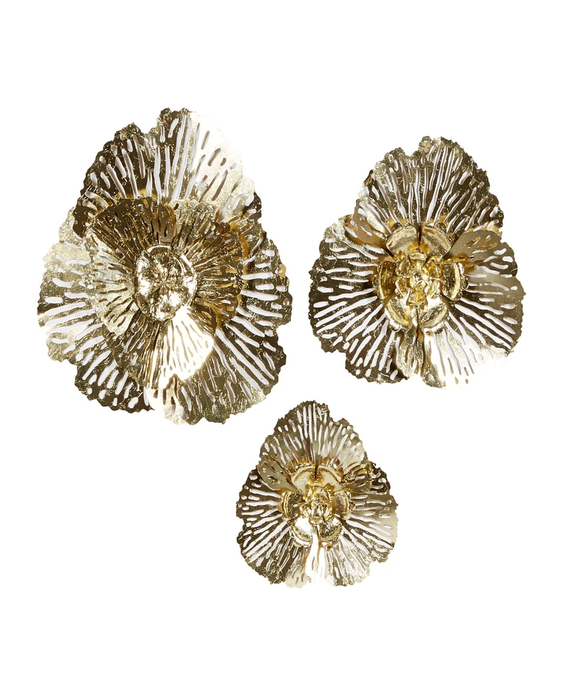 Rosemary Lane Gold Metal Floral Wall Decor Set of 3 29", 24", 18"H