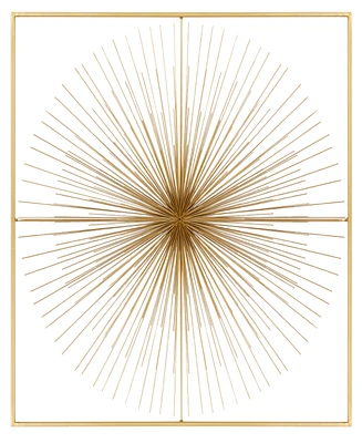 CosmoLiving by Cosmopolitan Gold Metal Starburst Large 3D Wall Decor with Square Frame, 36" x 3" x 36"