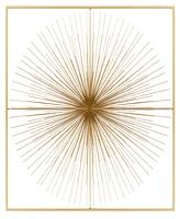 CosmoLiving by Cosmopolitan Gold Metal Starburst Large 3D Wall Decor with Square Frame, 36" x 3" x 36"