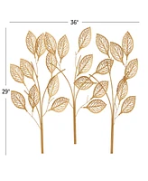 Rosemary Lane Gold Metal Leaf Wall Decor 36" x 1" x 29"