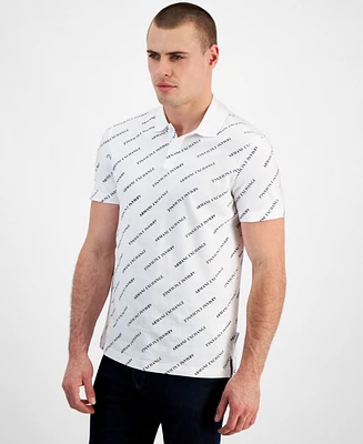 A|X Armani Exchange Men's Short Sleeve Logo Print Polo Shirt, Created for Macy's