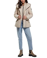 Guess Women's Bibbed Shawl-Collar Hooded Puffer Coat