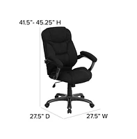 Emma+Oliver High Back Executive Ergonomic Office Chair With Silver Nylon Base And Arms