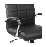 Emma+Oliver Mid-Back Vinyl Executive Swivel Office Chair With Chrome Base And Arms