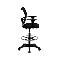 Mid-Back Mesh Drafting Chair With Adjustable Arms