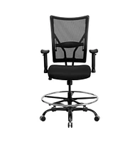 Emma+Oliver 400 Lb. Capacity Big & Tall Mesh Ergonomic Drafting Chair With Height Adjustable Arms