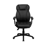 Emma+Oliver High Back Leather Multifunction Executive Swivel Ergonomic Office Chair With Lumbar Support Knob With Arms