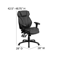 Emma+Oliver High Back Leather Multifunction Executive Swivel Ergonomic Office Chair With Lumbar Support Knob With Arms