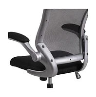 Emma+Oliver Mid-Back Mesh Swivel Ergonomic Task Office Chair With Gray Frame & Flip-Up Arms