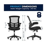 Emma+Oliver Mid-Back Mesh Swivel Ergonomic Task Office Chair With Flip-Up Arms