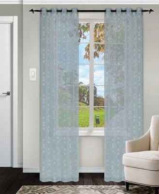 Superior Transitional Argyle Sheer Modern Piece Curtain Set