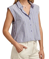 Lucky Brand Women's Cotton Sleeveless Bubble Hem Shirt