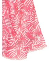 Olsen Allover Print Scarf with Frayed Edge Trim