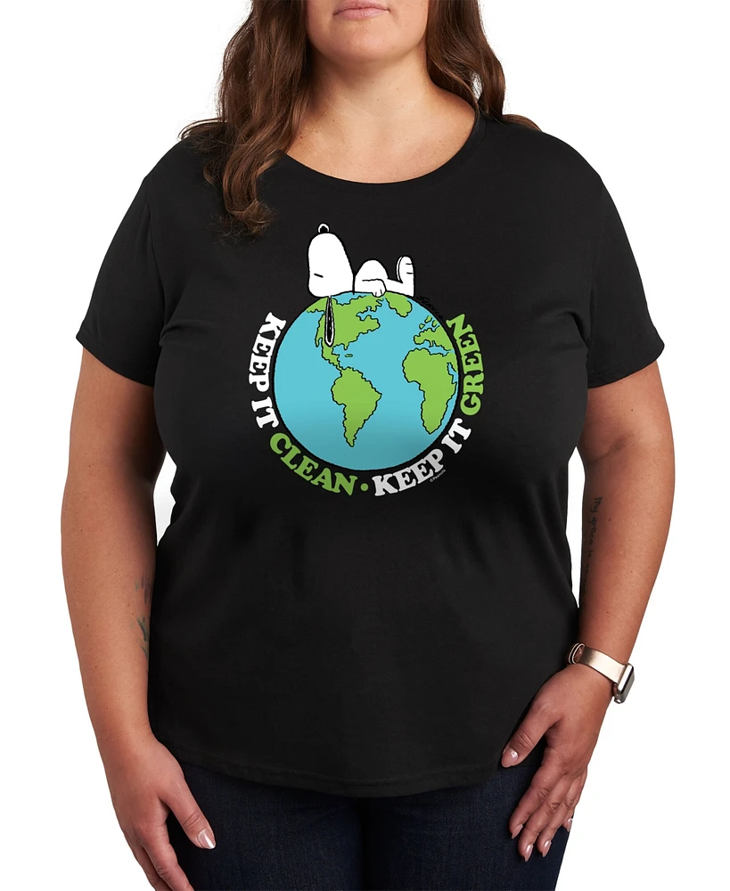 Hybrid Apparel Trendy Plus Snoopy Clean Earth Graphic T-Shirt