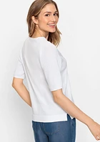 Olsen Women's 3/4 Sleeve Basic V-Neck T-Shirt