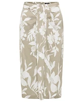 Olsen Women's Abstract Floral Drape Front Midi Skirt
