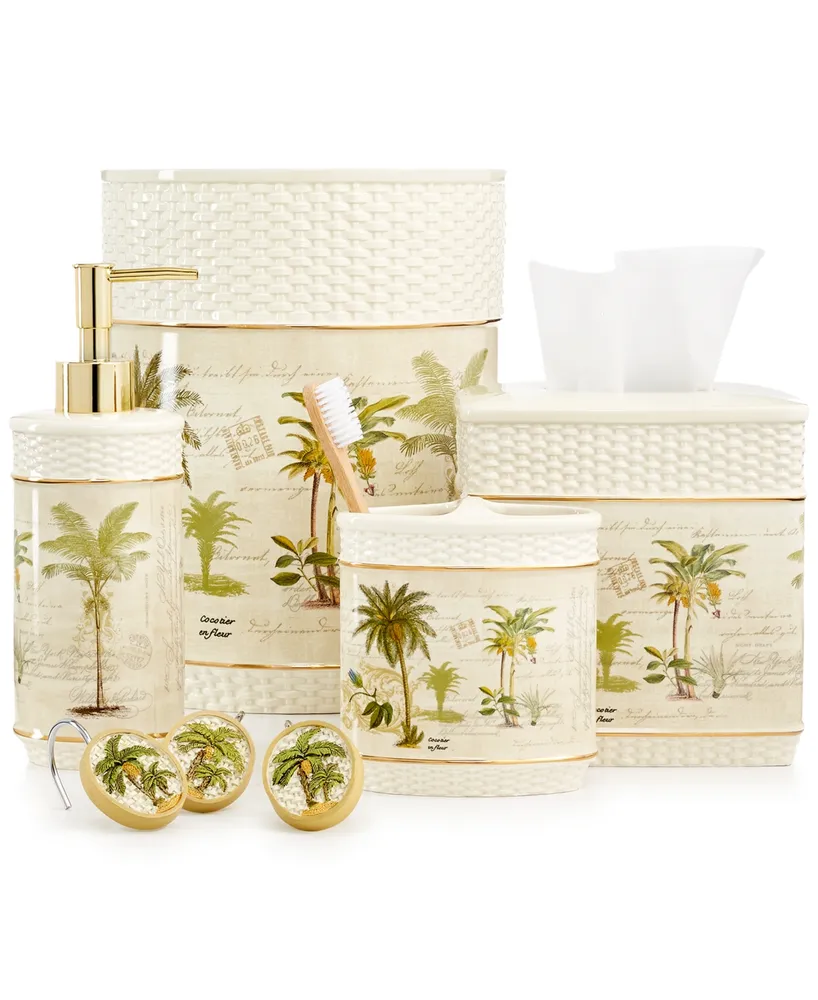 Avanti Colony Palm Tree Textured Ceramic Tissue Box Cover