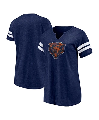 Fanatics Branded Women's Navy Chicago Bears Plus Size Logo Notch Neck Raglan Sleeve T-Shirt