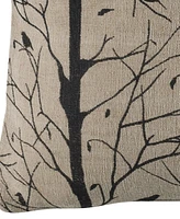 Rizzy Home Sticks Twigs and Bird Polyester Filled Decorative Pillow, 18" x 18"