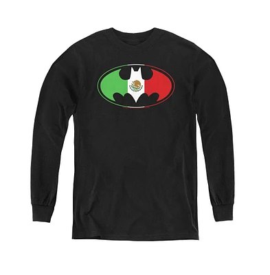 Batman Boys Youth Mexican Flag Shield Long Sleeve Sweatshirts