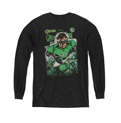 Justice League Boys of America Youth Green Lantern 1 Distress Long Sleeve Sweatshirts