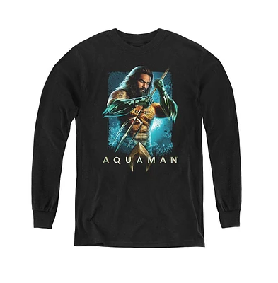 Aquaman Movie Boys Youth Trident Long Sleeve Sweatshirts