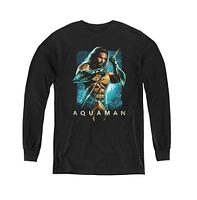 Aquaman Movie Boys Youth Trident Long Sleeve Sweatshirts