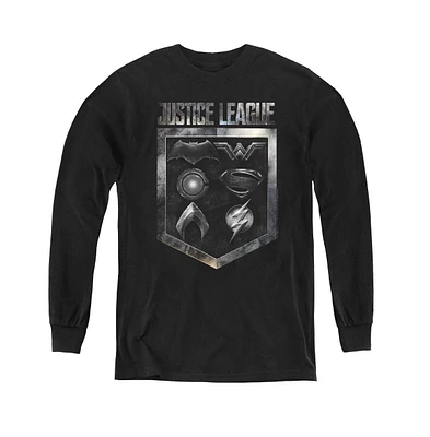 Justice League Boys Movie Youth Shield Of Emblems Long Sleeve Sweatshirts