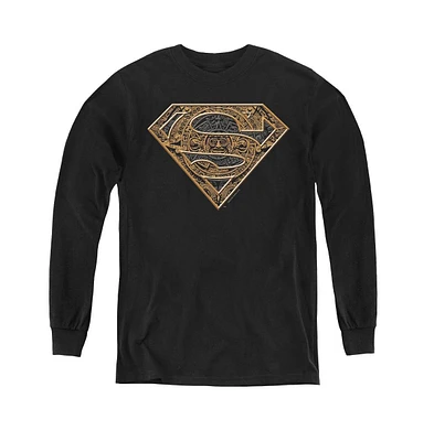 Superman Boys Youth Aztec Shield Long Sleeve Sweatshirts