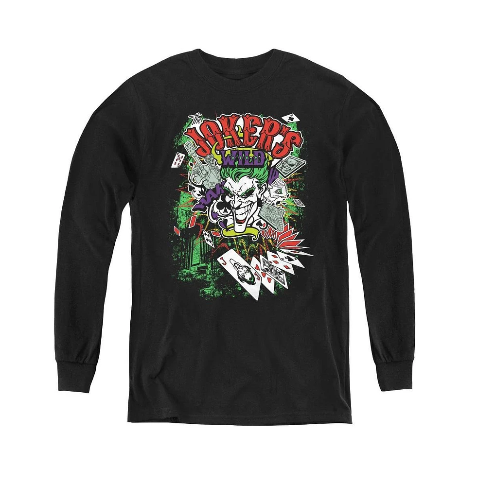 Batman Boys Youth Jokers Wild Long Sleeve Sweatshirts