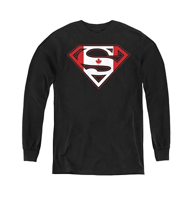 Superman Boys Youth Canadian Shield Long Sleeve Sweatshirts