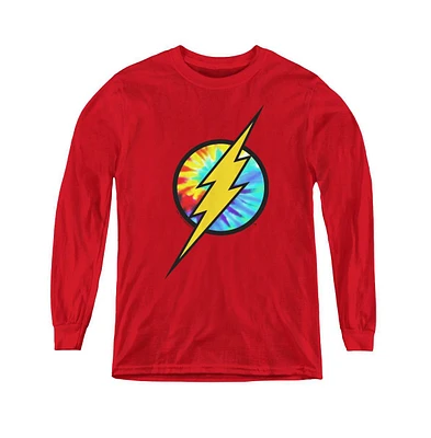 Flash Boys Dc Youth Comics Tie Dye Logo Long Sleeve Sweatshirts