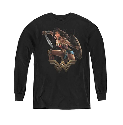 Wonder Woman Boys Movie Youth Fight Long Sleeve Sweatshirts