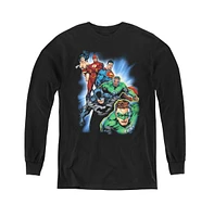 Justice League Boys of America Youth Heroes Unite Long Sleeve Sweatshirts