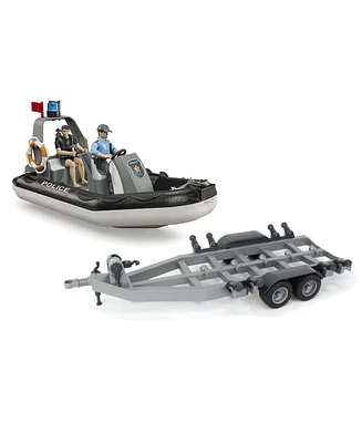 Bruder 1/16 Police Boat with Trailer