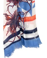 Olsen Multi-Print Scarf with Frayed Edge Trim