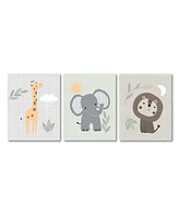 Lambs & Ivy Jungle Story 3-Piece Safari Animals Unframed Nursery Wall Art Decor