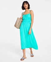 On 34th Womens Classic Denim Jacket Midi Dress Extra Large Tote Beaded Flat Sandals Seashell Pendant Created For Macys