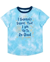 Harry Potter Little Girls Gryffindor Hufflepuff Ravenclaw Slytherin Pajama Shirt and Shorts Sleep Set Tie Dye Blue