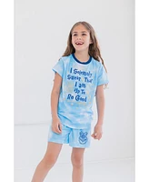 Harry Potter Girls Gryffindor Hufflepuff Ravenclaw Slytherin Pajama Shirt and Shorts Sleep Set Tie Dye Blue