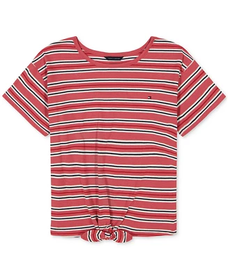 Tommy Hilfiger Big Girls Striped Tie-Front T-Shirt