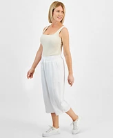 Jm Collection Petite Cropped Wide-Leg Pants, Created for Macy's