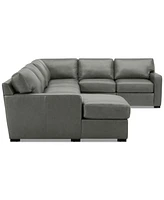 Radley 136" 5-Pc. Leather Square Corner Modular Chase Sectional, Created for Macy's