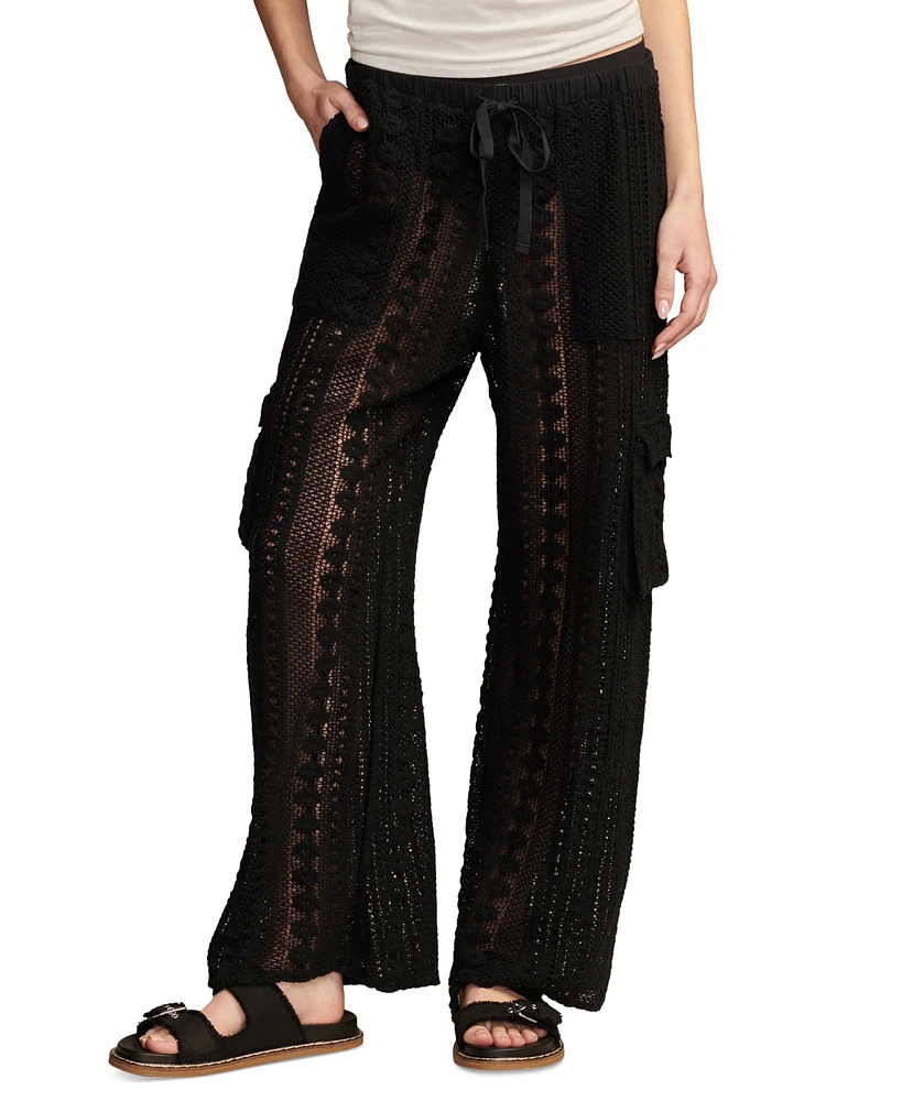 Lucky Brand Women's Cotton Crochet Cargo Pants