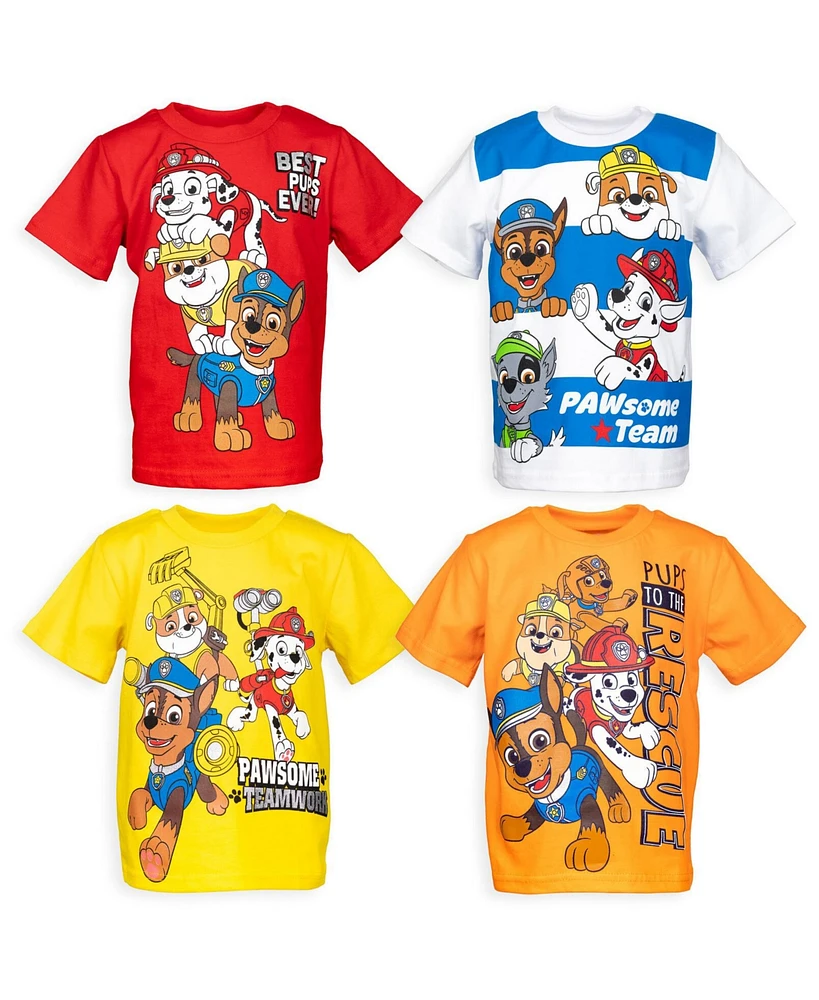 Paw Patrol Toddler Boys Nickelodeon Chase Marshall Rubble 4 Pack Graphic T-Shirts